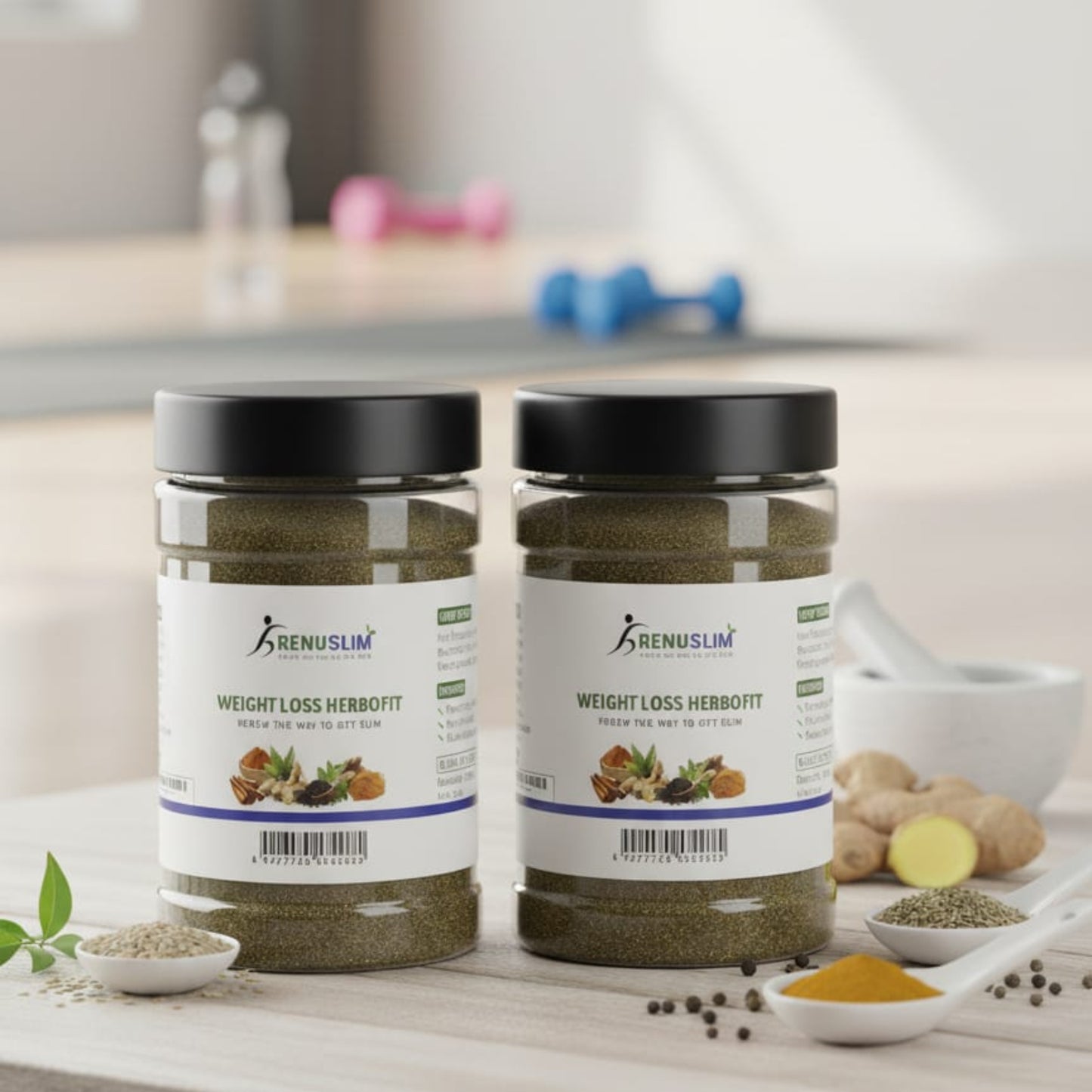 Two Bottles of RenuSlim Herbofit Weight Loss Powder – Natural Herbal Fat Burner for Fast Results