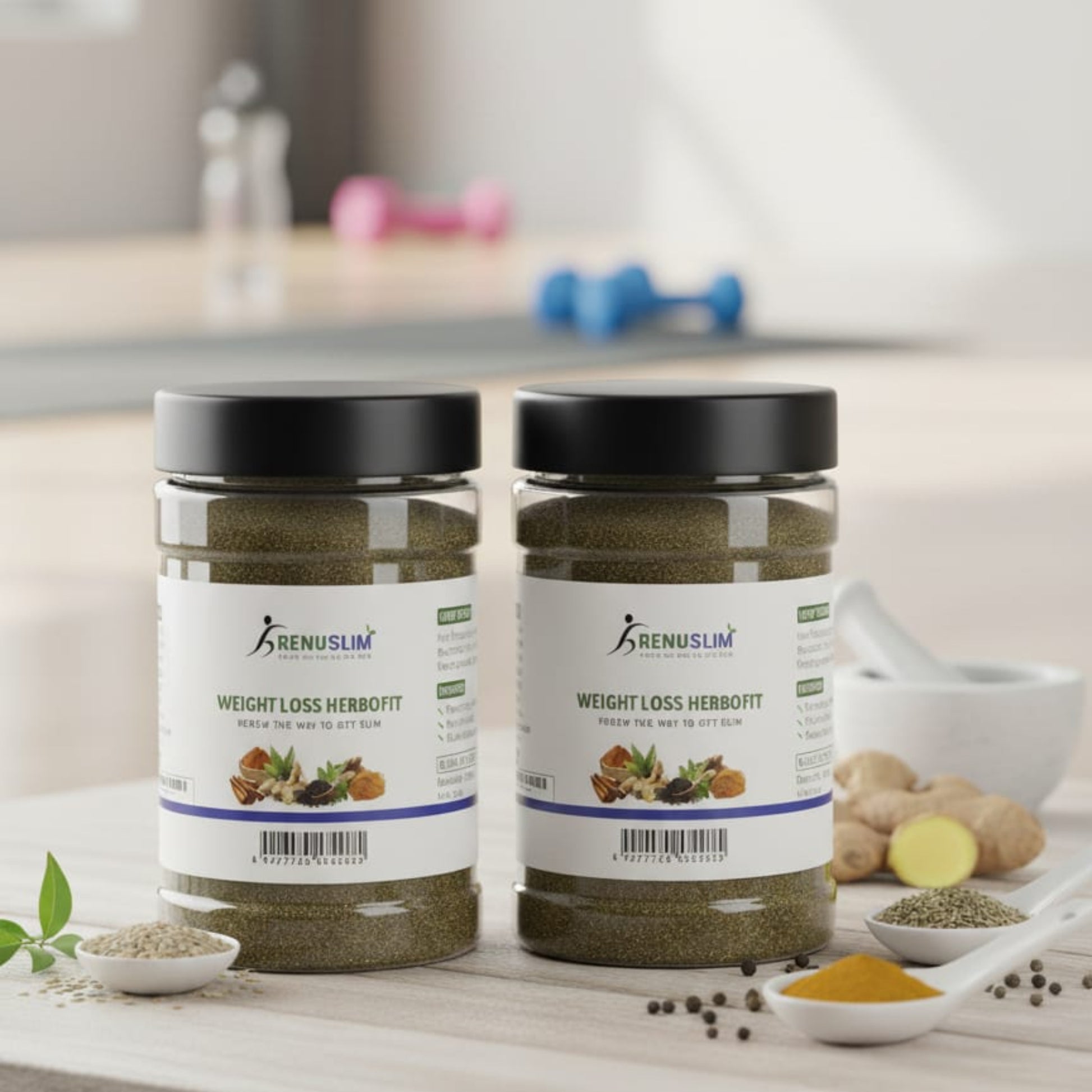 Two Bottles of RenuSlim Herbofit Weight Loss Powder – Natural Herbal Fat Burner for Fast Results